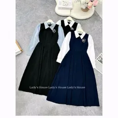 Váy sơmi công sở phối tay thu đông thiết kế trẻ đẹp LADY