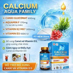 (Canxi Hữu Cơ) CALCIUM AQUA-Hỗ Trợ Phát Triển Chiều Cao, Bổ sung Canxi Tảo Biển D3 cho xương(h/30v)