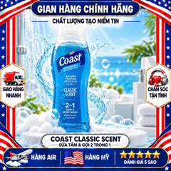 SỮA TẮM GỘI TOÀN THÂN CHO NAM COAST 2IN1 CLASSIC SCENT MỸ 532ML
