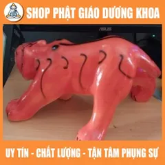 Tượng thờ hổ cam dài 30cm, cao 15cm đất nung