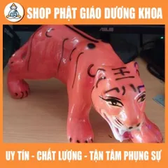 Tượng thờ hổ cam dài 30cm, cao 15cm đất nung