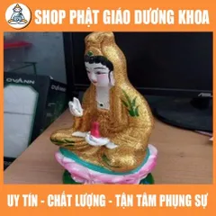 Tuọng Mẹ quan âm vàng 30cm đất nung cực đẹp