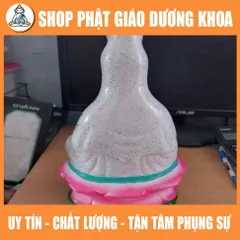 Tôn tượng quan âm 30cm trắng vẻ hồng cực đẹp bằn đất nung