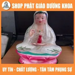 Tôn tượng quan âm 30cm trắng vẻ hồng cực đẹp bằn đất nung