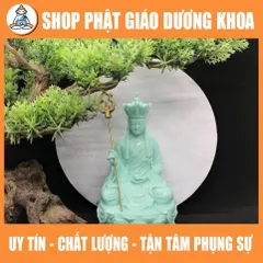 Tượng Địa Tạng Vương Bồ Tát 17cm dáng ngồi bằng đá đúc (nhiều màu sắc). Trang trí trên ô tô, tiểu cảnh, bonsai, ghép lũa 890642