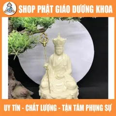 Tượng Địa Tạng Vương Bồ Tát 17cm dáng ngồi bằng đá đúc (nhiều màu sắc). Trang trí trên ô tô, tiểu cảnh, bonsai, ghép lũa 890642