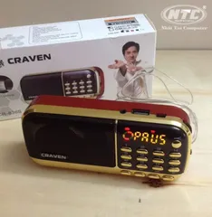 Tặng cốc - ·Máy Nghe Pháp Craven 853 CÓ 3 PIN -  có  Khe gắn Thẻ Nhớ phù hợp với người lớn tuổi, Loa Caraven CR-853 3 pin siêu trâu nghe nhạc thẻ nhớ USB nghe đài FM nghe kinh phật tập thể dục USB FM 