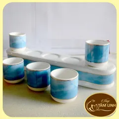 Án năm-Bộ năm ly nước thờ cúng bàn thờ GỐM SỨ CAO CẤP 890731