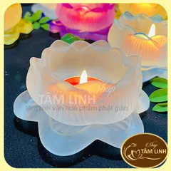 Ảnh Thật Chân Đen Cây Đưng Nên Tealight Hoa Sen Thuy Tinh Lưu Ly Nhiêu Mau-Tamlinhngocbao 890745
