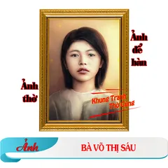 Tranh ảnh thờ Bà Võ Thị Sáu, cô Sáu bền màu + Khung ảnh sáng đẹp kích thước khổ A3, A4, A5