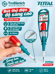 BÚT THỬ ĐIỆN TOTAL THT291518 – LED SIÊU SÁNG, KIỂM TRA ĐIỆN AC 100–500V