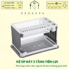 Kệ úp bát, giá để bát 2 tầng có ống đựng đũa kèm khay hứng nước bằng nhựa 8182 ( loại 1 )
