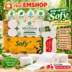 Bịch 12 cuộn giấy vệ sinh Sofy  gấu trúc 4 lớp kèm quà tặng khăn giấy ăn