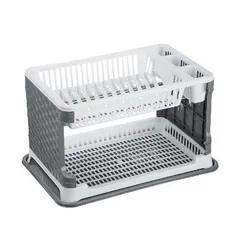 Kệ úp bát, giá để bát 2 tầng có ống đựng đũa kèm khay hứng nước bằng nhựa 8182 ( loại 1 )