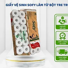 Bịch 12 cuộn giấy vệ sinh Sofy  gấu trúc 4 lớp kèm quà tặng khăn giấy ăn