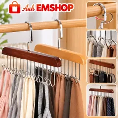 [ Combo 5 ] Móc Treo Đồ Lót 8 Nhánh Tiết Kiệm Không Gian Xoay 360 Độ, Móc Gỗ Treo Thắt Lưng, Cà Vạt Đa Năng