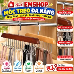 [ Combo 5 ] Móc Treo Đồ Lót 8 Nhánh Tiết Kiệm Không Gian Xoay 360 Độ, Móc Gỗ Treo Thắt Lưng, Cà Vạt Đa Năng