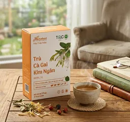 Trà Cà Gai Kim Ngân Herbafood - Hỗ trợ thanh nhiệt, giải độc gan - (Hộp 60 túi lọc 4,5g)