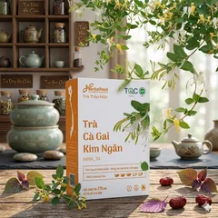 Trà Cà Gai Kim Ngân Herbafood - Hỗ trợ thanh nhiệt, giải độc gan - (Hộp 60 túi lọc 4,5g)