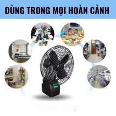 Quạt Tích Điện 8 Inch 10 Cell 48V – Quạt Để Bàn Mini 2 Tốc Độ, Gió Mạnh, Dùng Khi Mất Điện 892023