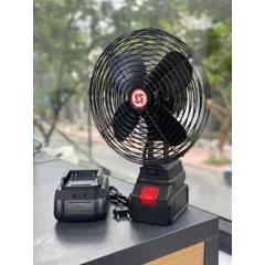 Quạt Tích Điện 8 Inch 10 Cell 48V – Quạt Để Bàn Mini 2 Tốc Độ, Gió Mạnh, Dùng Khi Mất Điện 892023
