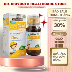 Siro Zinc Sirof Bổ Sung Kẽm Giúp Nâng Cao Sức Đề Kháng,Giúp Cơ Thể Phát Triển Khỏe Mạnh Chai 100ml