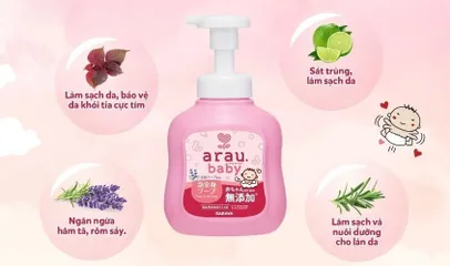 Sữa Tắm Gội Toàn Thân Arau Baby Dạng Bọt Nhật Bản – Vòi Nhấn Tiện Lợi, Dễ Tắm Cho Trẻ Nhỏ