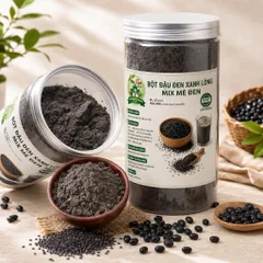 Bột Đậu Đen Mè Đen – Đậu Đen Xanh Lòng Mix Mè Đen Nguyên Chất Rang Xay