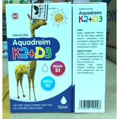 Dung dịch uống Aquadreim K2 + D3 bổ sung K2 + D3 Mk7 vitamin giúp hấp thụ canxi hiệu quả, giúp xương và răng chắc khỏe