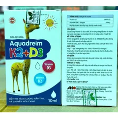 Dung dịch uống Aquadreim K2 + D3 bổ sung K2 + D3 Mk7 vitamin giúp hấp thụ canxi hiệu quả, giúp xương và răng chắc khỏe