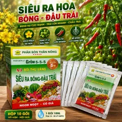 Phân Bón Lá Siêu Ra Bông Đậu Trái Grow 5-5-5 A3 Hộp 10 Gói Cho Mai Vàng, Ớt, Sầu Riêng, Cây Ăn Trái
