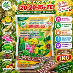 NPK 20-20-15 + TE Cao Cấp 1kg – Phân Bón Rau Màu, Hoa, Cây Cảnh – Đạm Chồi Mạnh, Hoa Nhiều, Nuôi Trái Tốt
