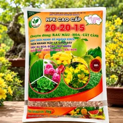 NPK 20-20-15 + TE Cao Cấp 1kg – Phân Bón Rau Màu, Hoa, Cây Cảnh – Đạm Chồi Mạnh, Hoa Nhiều, Nuôi Trái Tốt