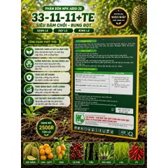 NPK 33-11-11+TE ABIO-36 Gói 250g | Siêu Đạm Chồi, Bung Đọt, Xanh Lá, Dày Lá | Phân Bón Lá NPK Cao Cấp