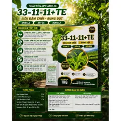 NPK 33-11-11+TE ABIO-36 Gói 250g | Siêu Đạm Chồi, Bung Đọt, Xanh Lá, Dày Lá | Phân Bón Lá NPK Cao Cấp