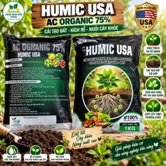 Humic USA 1Kg Axit Humic Hữu Cơ 75%+ Cải Tạo Đất Kích Rễ Tơi Xốp Đất Tan Hoàn Toàn 100%