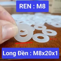 long đen nhựa trắng,bulong nhựa trắng M8x20x1 cách điện,vòng đệm cách điện