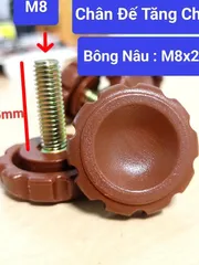[combo 10 cái ] chân đế tăng chỉnh,núm vặn ô,vít vặn tăng chỉnh chân bàn,chân võng bông nâu M8x25xFi32