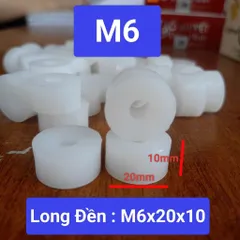 Long đen nhựa dày M6x20x10,bulong nhựa trắng cách điện,vòng đệm cách điện