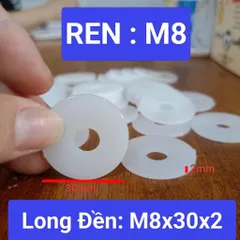 [combo 100 cái] long đền nhựa trắng M8x30x2 , vòng đệm nhựa cách điện