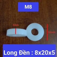 [combo 100 cái ] long đền nhựa trắng M8x20x5 cách điện,vòng đệm nhựa dầy cách điện