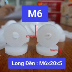 Long đen nhựa trắng cách điện M6x20x5,bulong nhựa trắng ,vòng đệm nhựa trắng cách điện