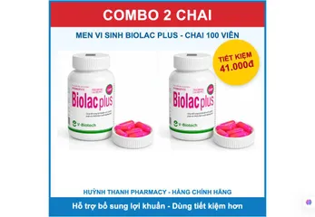 Combo 2 Chai Men Vi Sinh Biolac Plus V-Biotech - Chai 100 Viên