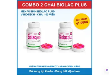Combo 2 Chai Men Vi Sinh Biolac Plus V-Biotech - Chai 100 Viên