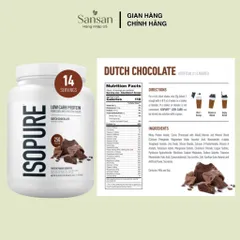 Bột Whey Protein Isopure 100% Whey Isolate 25g Protein 14 Khẩu Phần Zero Carb Low Carb Hỗ Trợ Phát Triển Và Phục Hồi Cơ