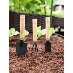 BỘ DỤNG CỤ LÀM VƯỜN MINI  3 MÓN CÁN GỖ CHO ĐẤT TRÔNG CÂY
