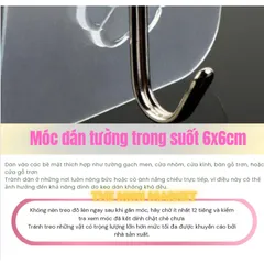 Combo 20 Móc Dán Treo Tường Trong Suốt Kích Thước 6 x 6 cm