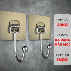 Móc dán tường trong suốt inox 304 chịu lực 6-15kg, miếng dán siêu dính, móc dán chịu lực loại tốt
