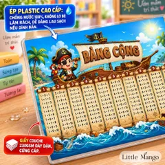 Combo 4 Bảng Cửu Chương Cộng Trừ Nhân Chia A4 Ép Plastic Cho Bé – Hải Tặc, Máy Bay, Khủng Long