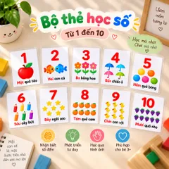 Thẻ Học Thông Minh Số Đếm 1-10 Cho Bé - Bộ 10 Thẻ Học Số Đếm Tiếng Việt - Thẻ Học Thông Minh Giúp Bé Nhận Biết Số (bs4)